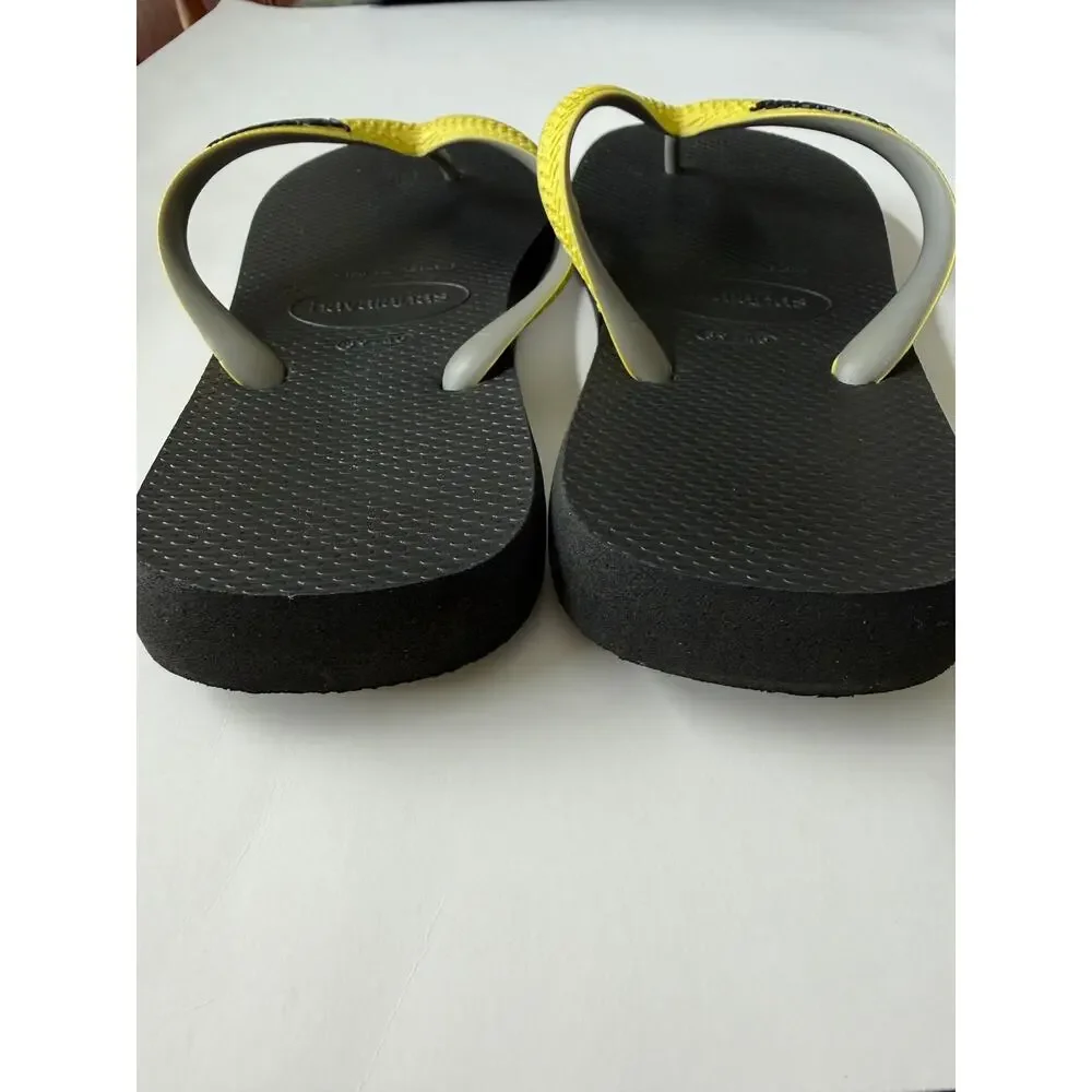 Havaianas Unisex Flip Flops Yellow/Black, size 39/40, Mens 8, Womens 9/10